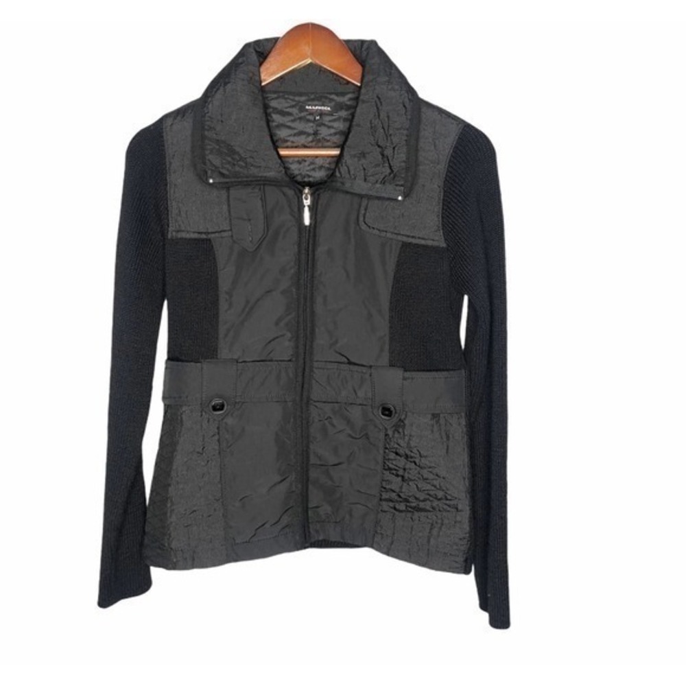 Marisol black zip up wool blend jacket italy